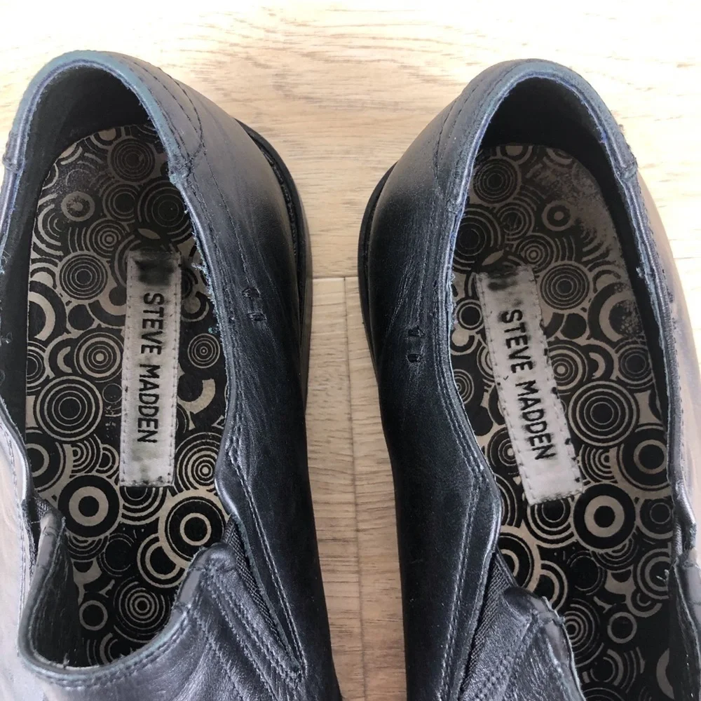Men’s Steve Madden Merge Blk Leather Shoes Sz 10.5